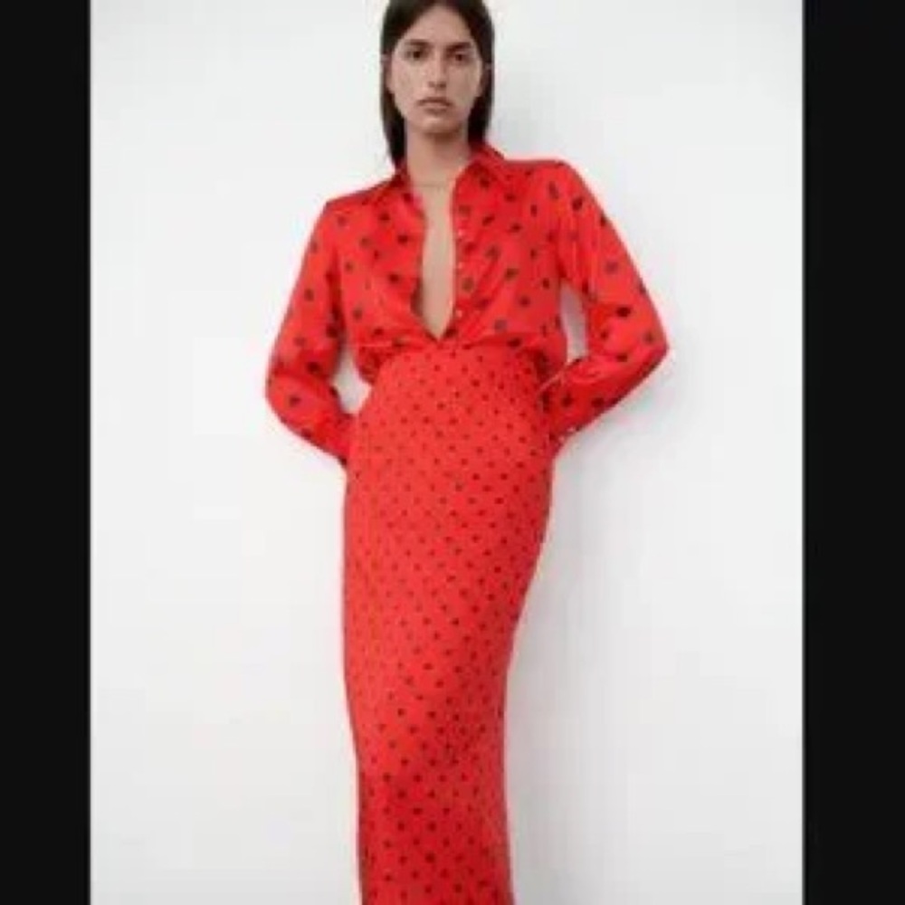 Zara Polka Dot Shirt and Pencil Skirt Set - Picture 10 of 15